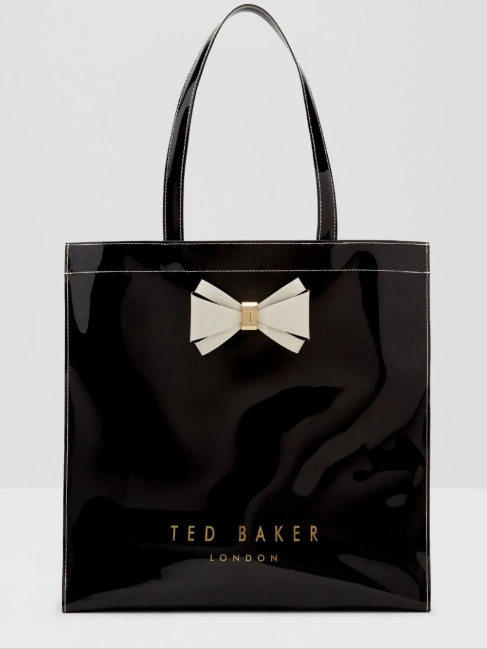TED BAKER LONDON BLACK PATENT LEATHER TOTE